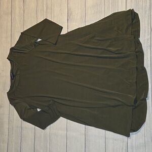 Nina Leonard 3/4 Sleeve Stretch Knit Trapeze Dress Olive Green Size L NWOT